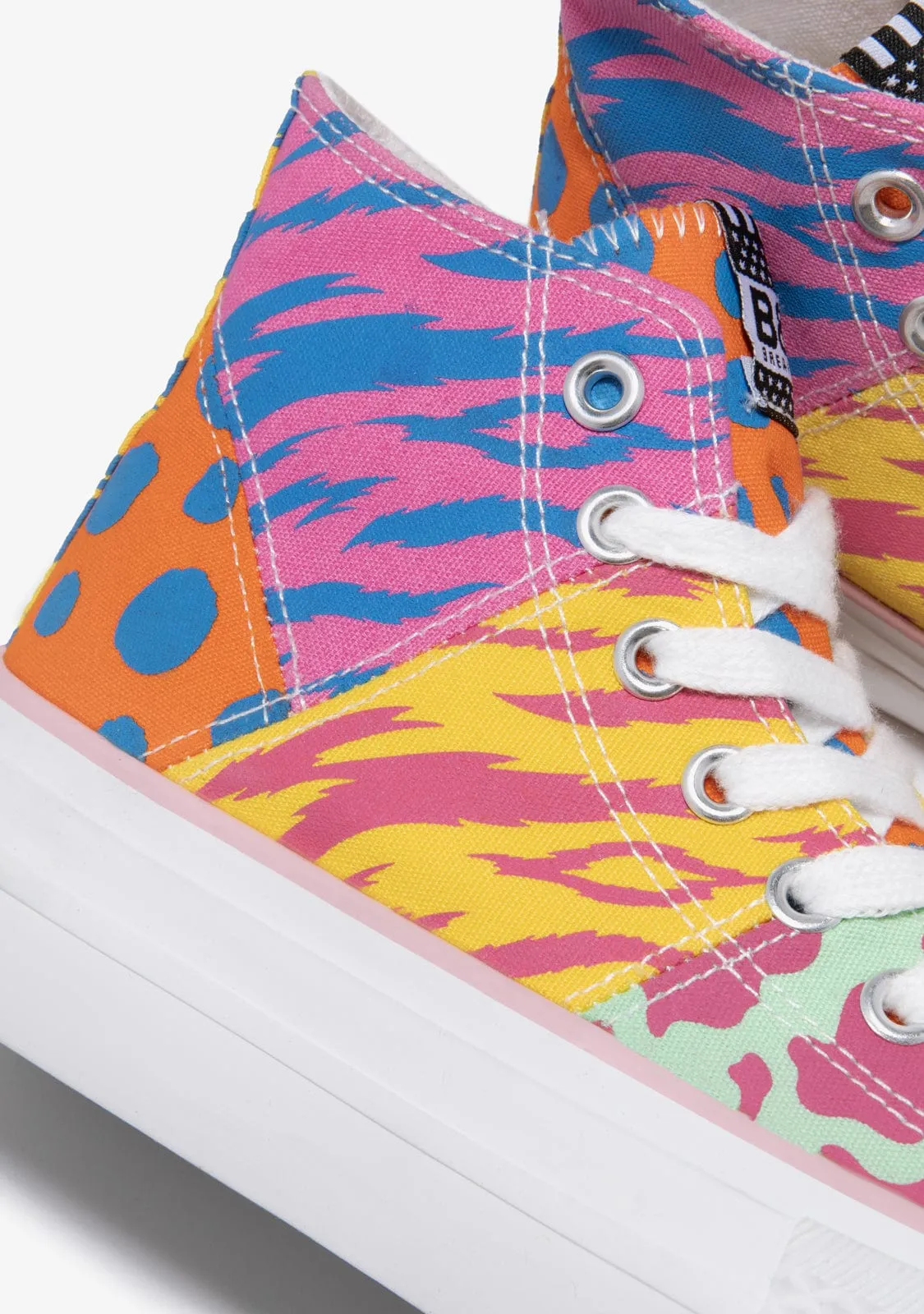Multicolor Patchwork Hi-Top Sneakers B&W