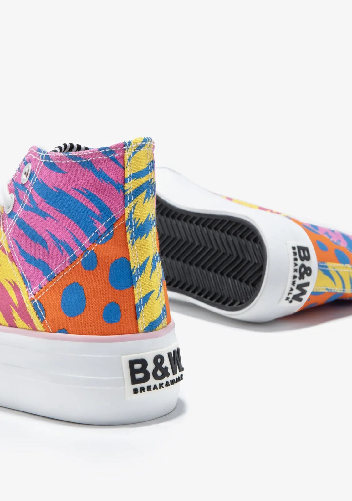 Multicolor Patchwork Hi-Top Sneakers B&W