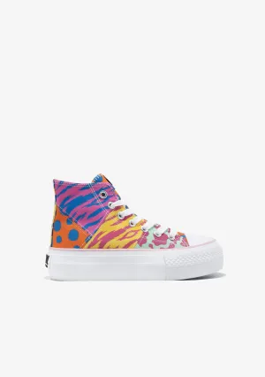 Multicolor Patchwork Hi-Top Sneakers B&W