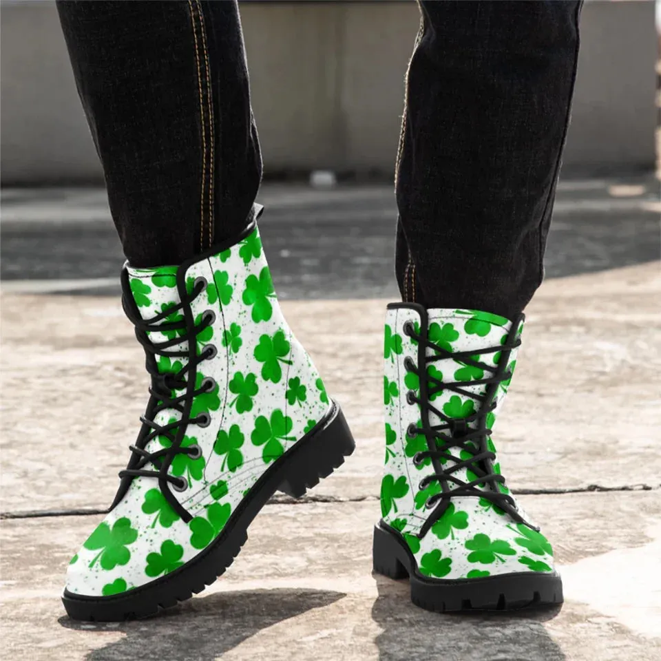 Personalized Irish Spirit Boots, Custom Green Vibes Ankle Winter Boots, St. Patrick’s Unisex Boots
