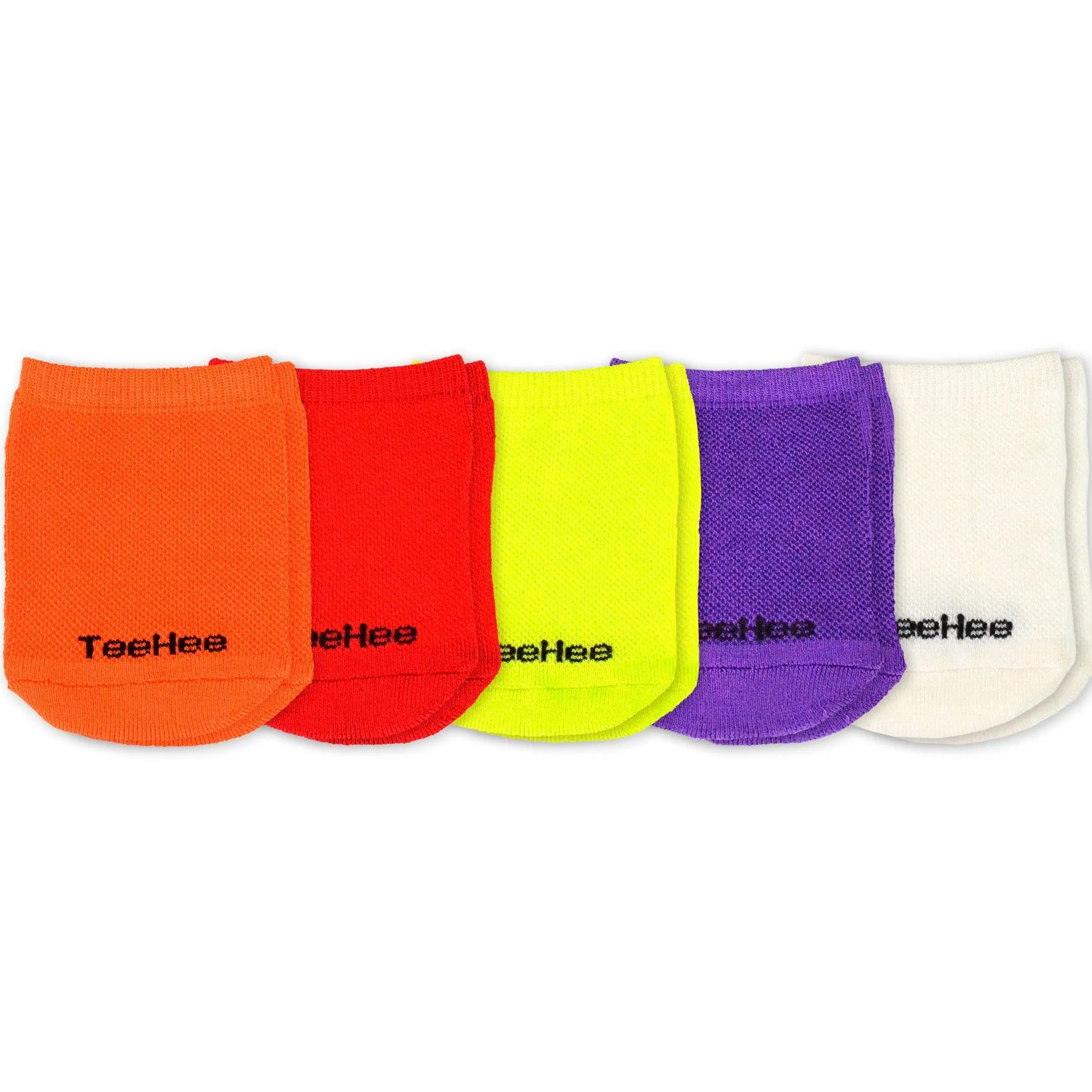 TeeHee Socks Women's Toe Topper Bamboo No Show Bright 5-Pack (12034)