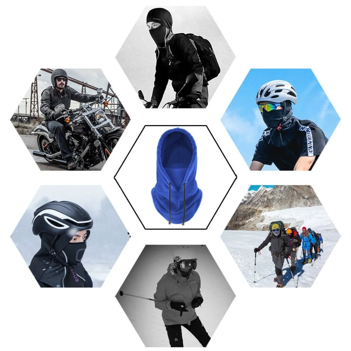 Thermal Fleece Hoodie Face Cover - Blue