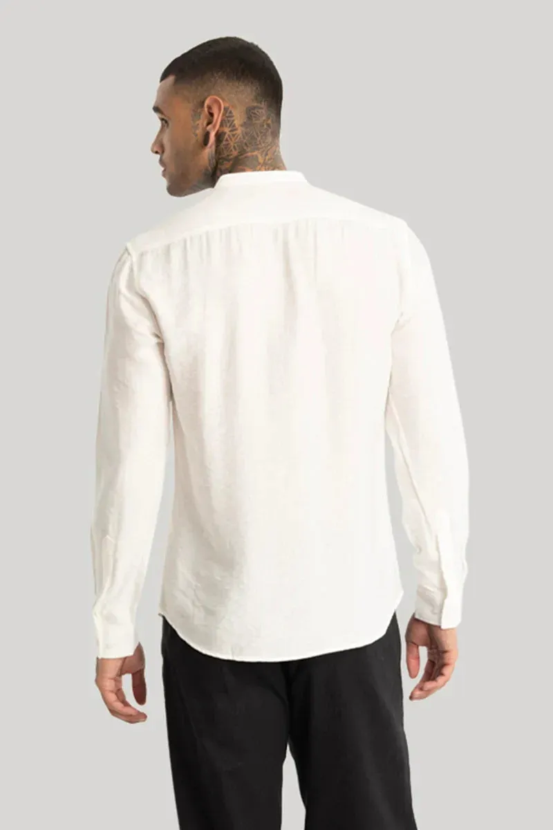 WHITE MENS SLIM FIT COTTON CASUAL SHIRT