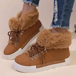 Women's Flat Lace-Up Insulated Chunky Sole Martin Boots 30436899C