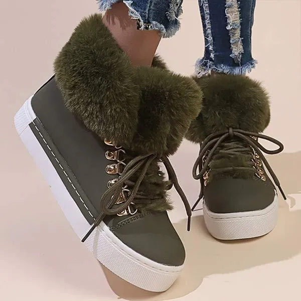Women's Flat Lace-Up Insulated Chunky Sole Martin Boots 30436899C