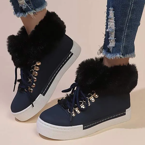 Women's Flat Lace-Up Insulated Chunky Sole Martin Boots 30436899C