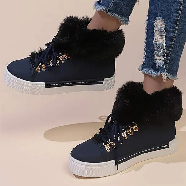 Women's Flat Lace-Up Insulated Chunky Sole Martin Boots 30436899C