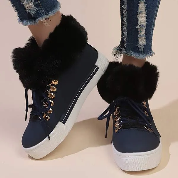 Women's Flat Lace-Up Insulated Chunky Sole Martin Boots 30436899C