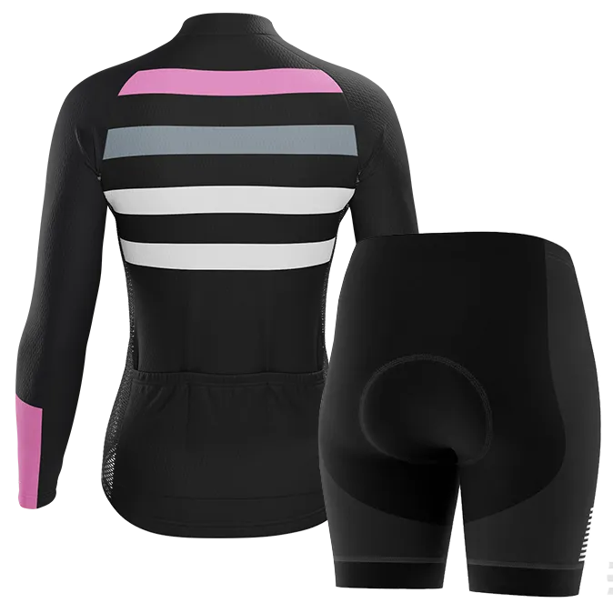 Women's Four Stripes with Pink 2 Piece Cycling Kit