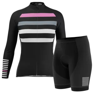 Women's Four Stripes with Pink 2 Piece Cycling Kit
