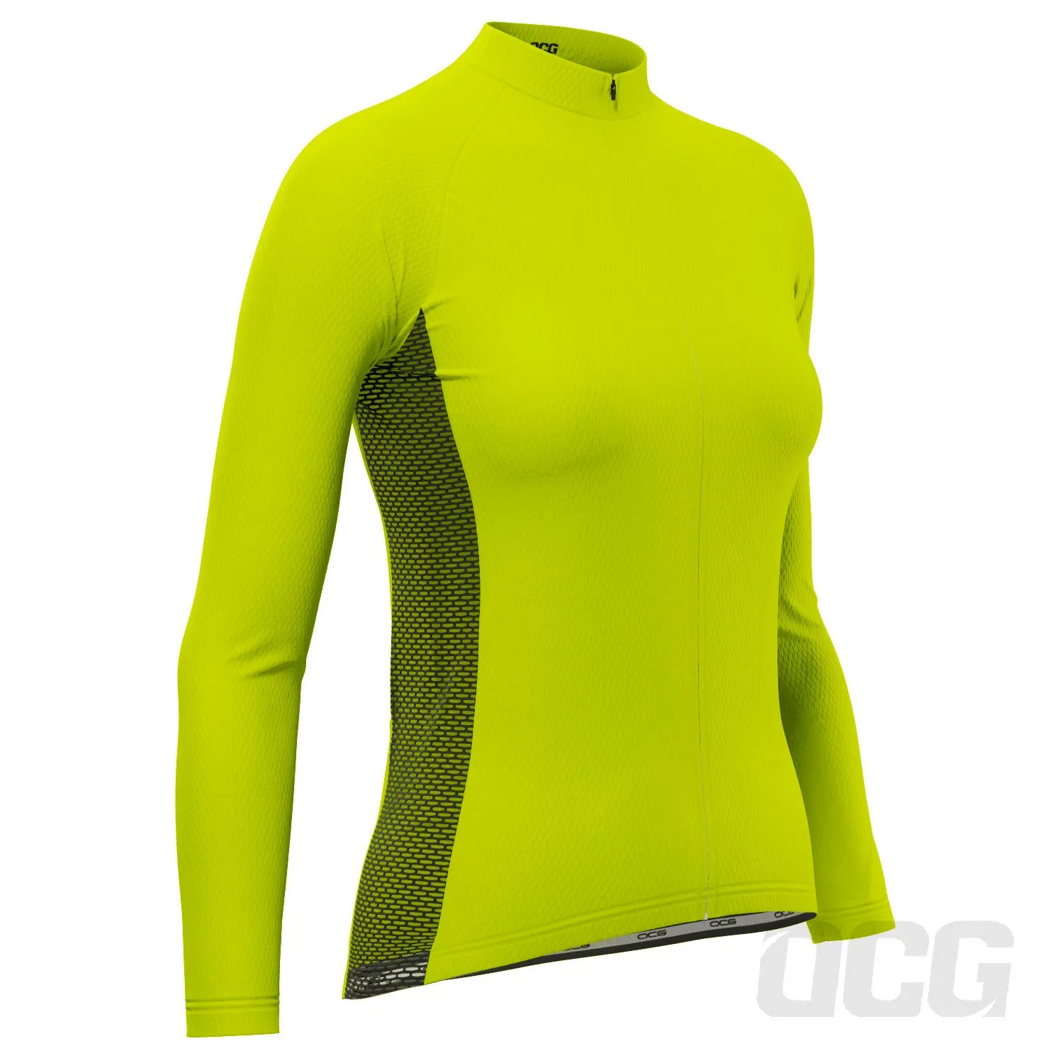 Women's High Viz With Black Accent Long Sleeve Cycling Jersey