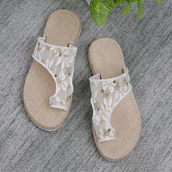 Women's Lace Embroidered Fashion Thick Soled Slippers 76233015S