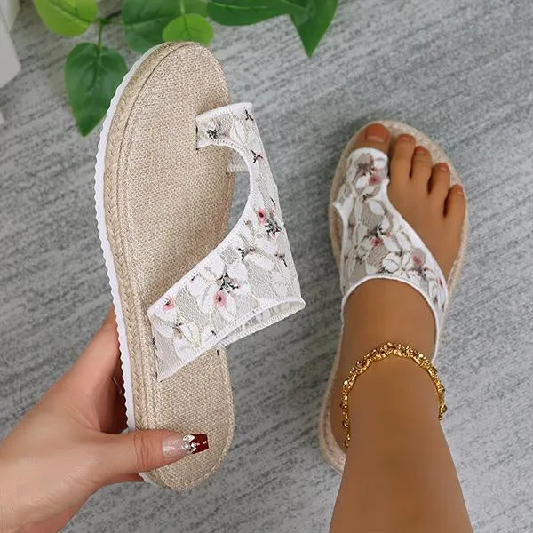 Women's Lace Embroidered Fashion Thick Soled Slippers 76233015S