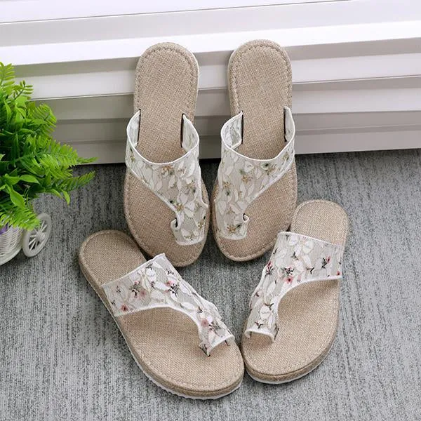 Women's Lace Embroidered Fashion Thick Soled Slippers 76233015S