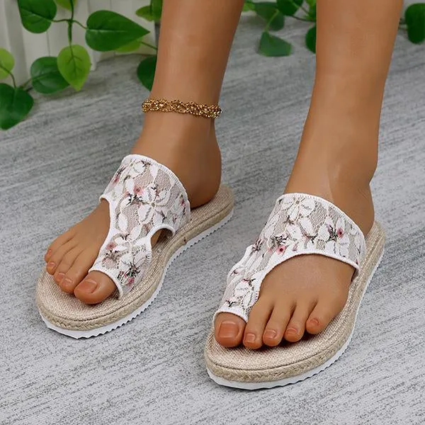 Women's Lace Embroidered Fashion Thick Soled Slippers 76233015S