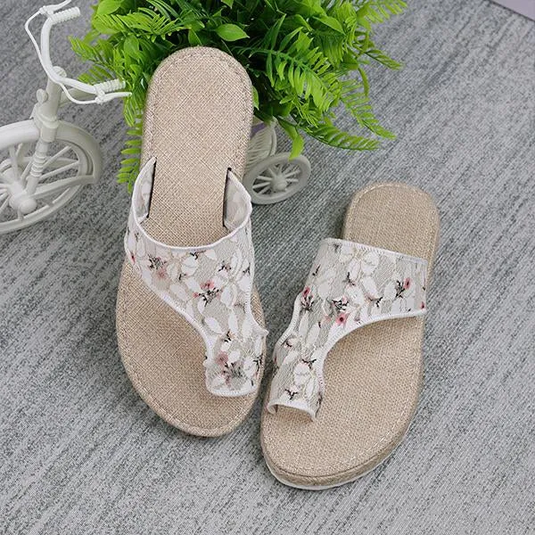Women's Lace Embroidered Fashion Thick Soled Slippers 76233015S