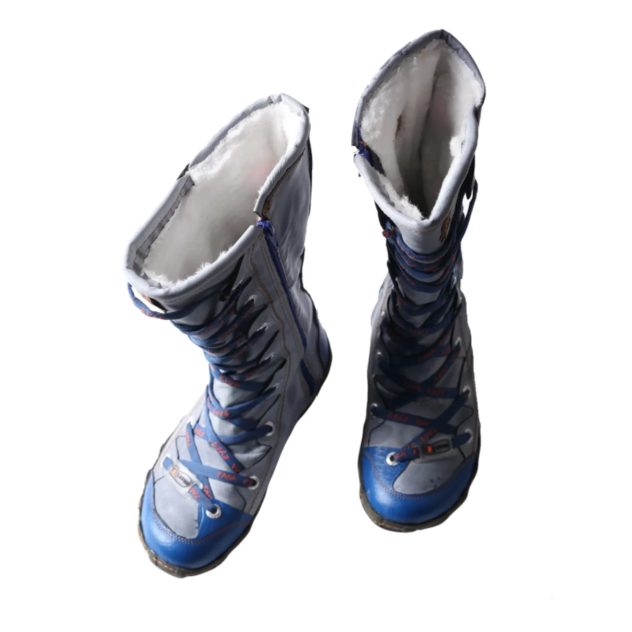 Women's Leather Faux Fur Lining Long Washed Contrast-Stitched Water Resistant Fall/Winter Boots