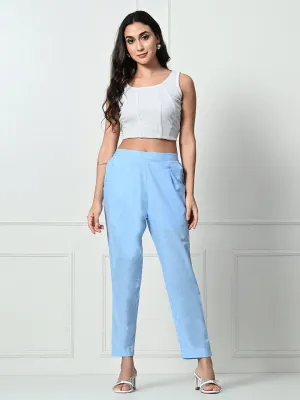 Women’s Linen Cotton Palazzo Pants| Blue