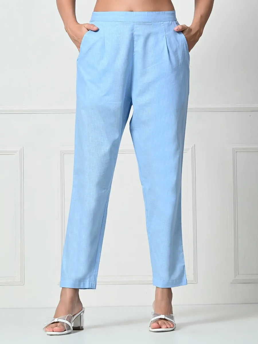 Women’s Linen Cotton Palazzo Pants| Blue