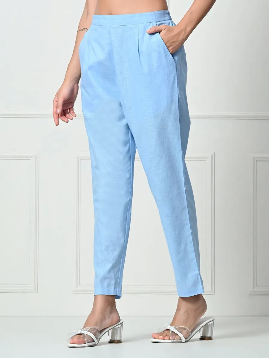 Women’s Linen Cotton Palazzo Pants| Blue