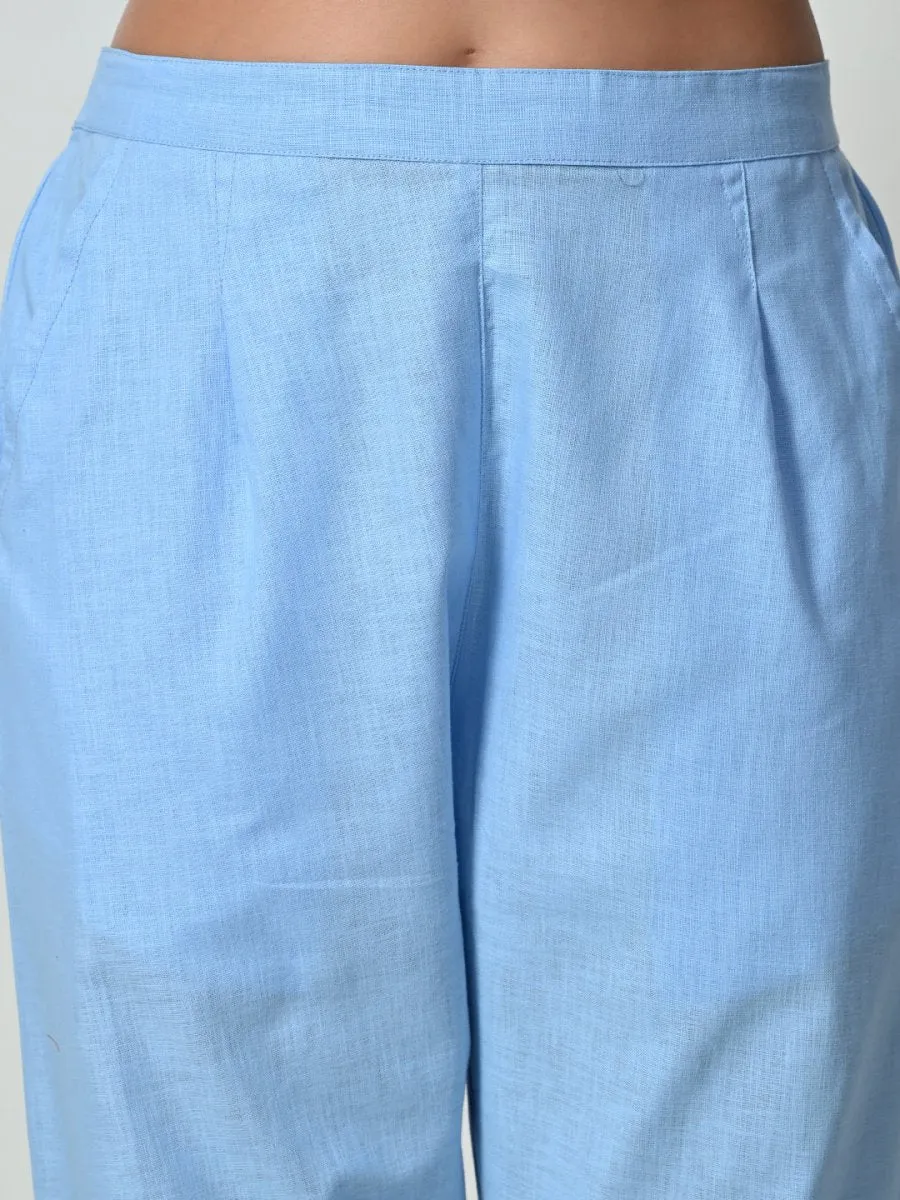 Women’s Linen Cotton Palazzo Pants| Blue