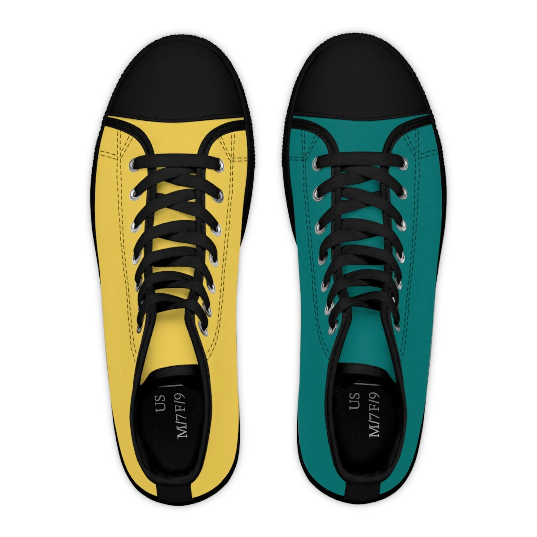 Women's Teal & Mustard Mismatched High Top Sneakers