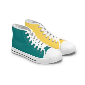Women's Teal & Mustard Mismatched High Top Sneakers