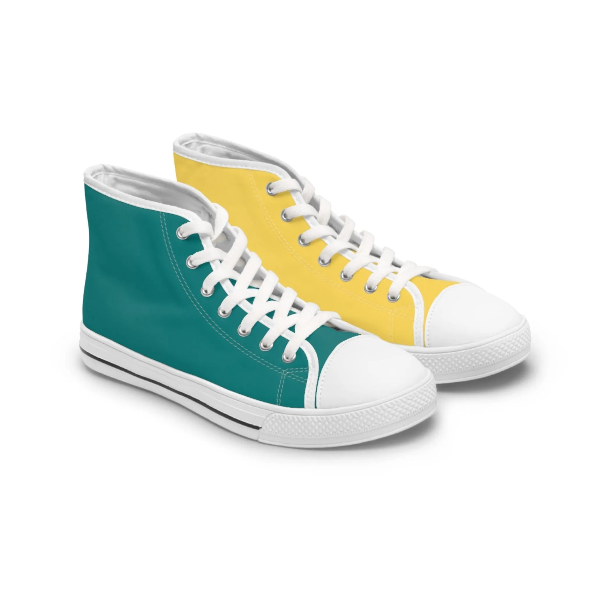 Women's Teal & Mustard Mismatched High Top Sneakers