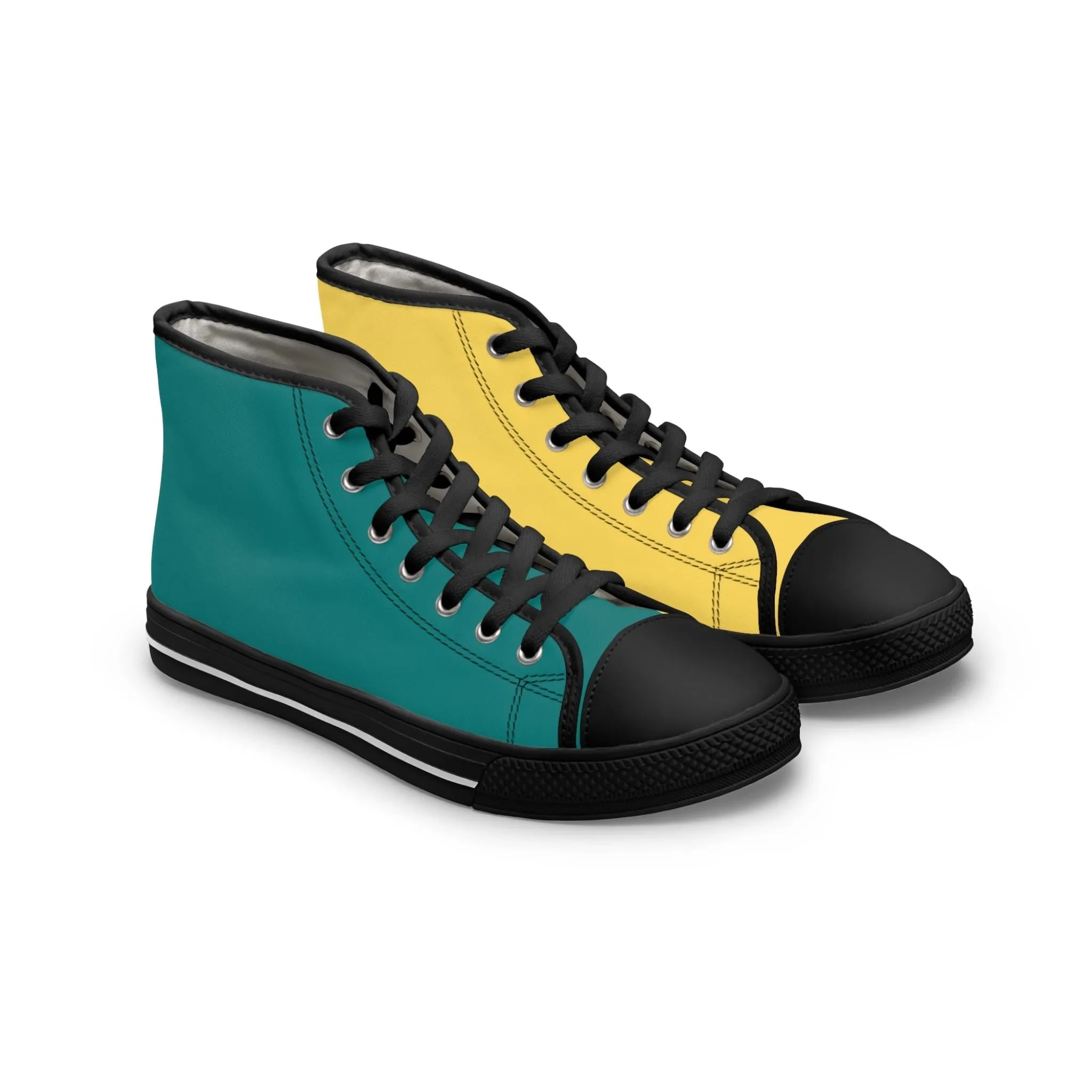 Women's Teal & Mustard Mismatched High Top Sneakers