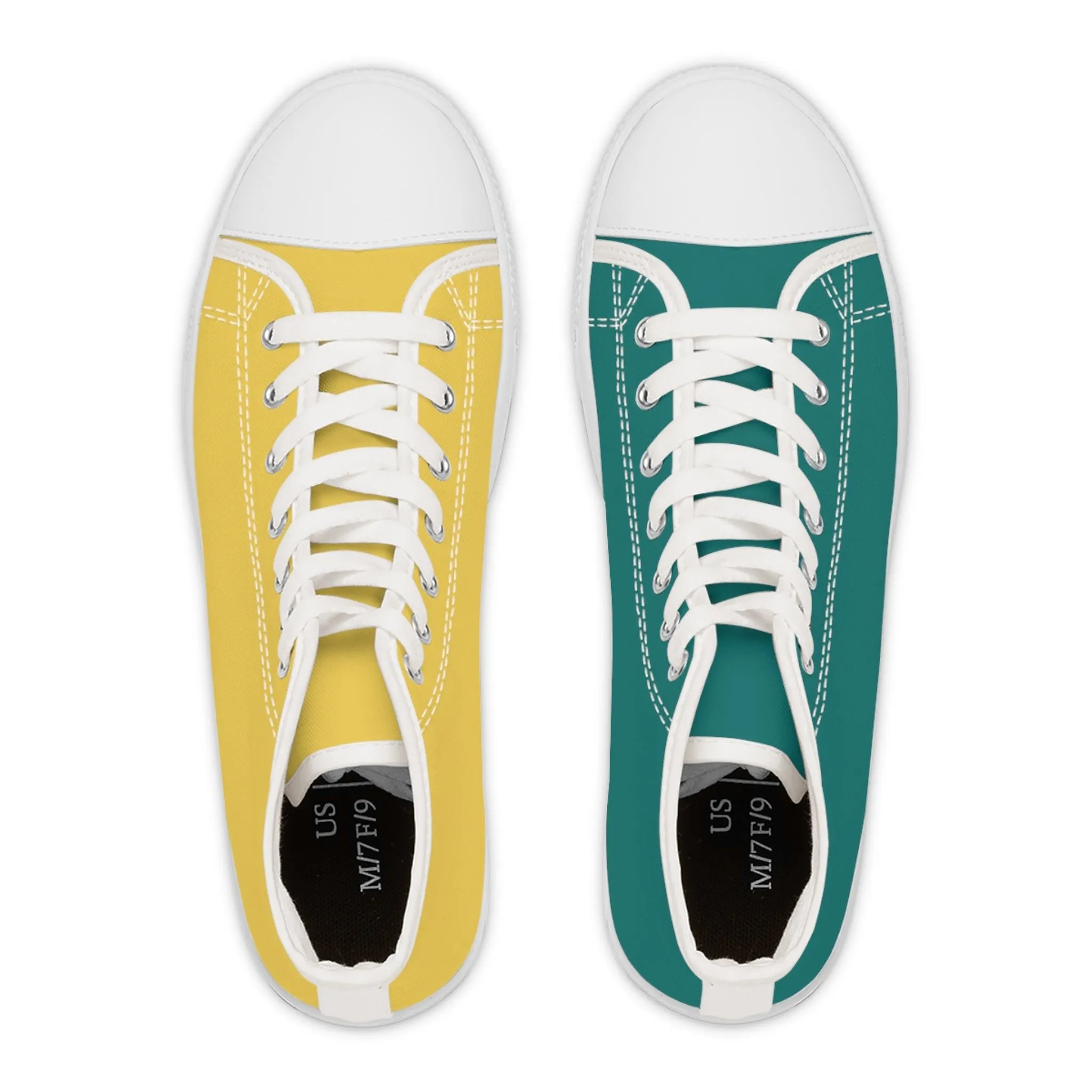 Women's Teal & Mustard Mismatched High Top Sneakers